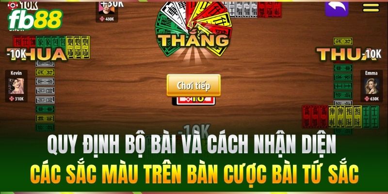 Quy định bộ bài và cách nhận diện các sắc màu trên bàn cược Bài Tứ Sắc