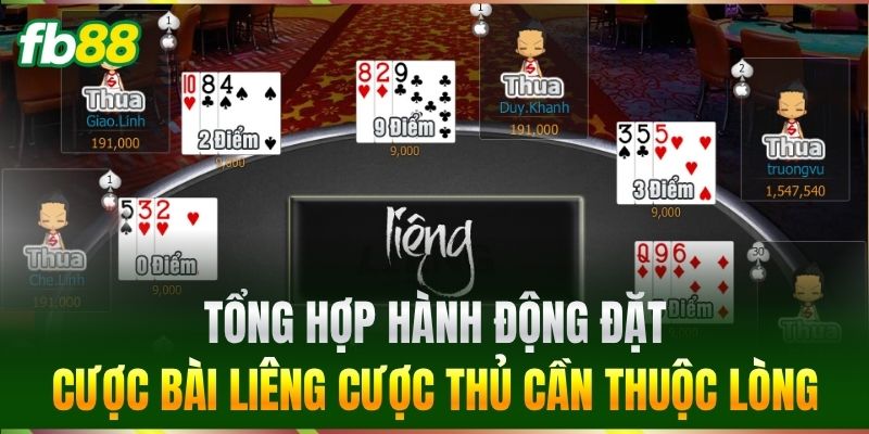 Bài Liêng - Đỉnh Cao Chiến Thuật Cá Cược Dễ Thắng Tại FB88 2 Tổng hợp hành động đặt cược Bài Liêng cược thủ cần thuộc lòng